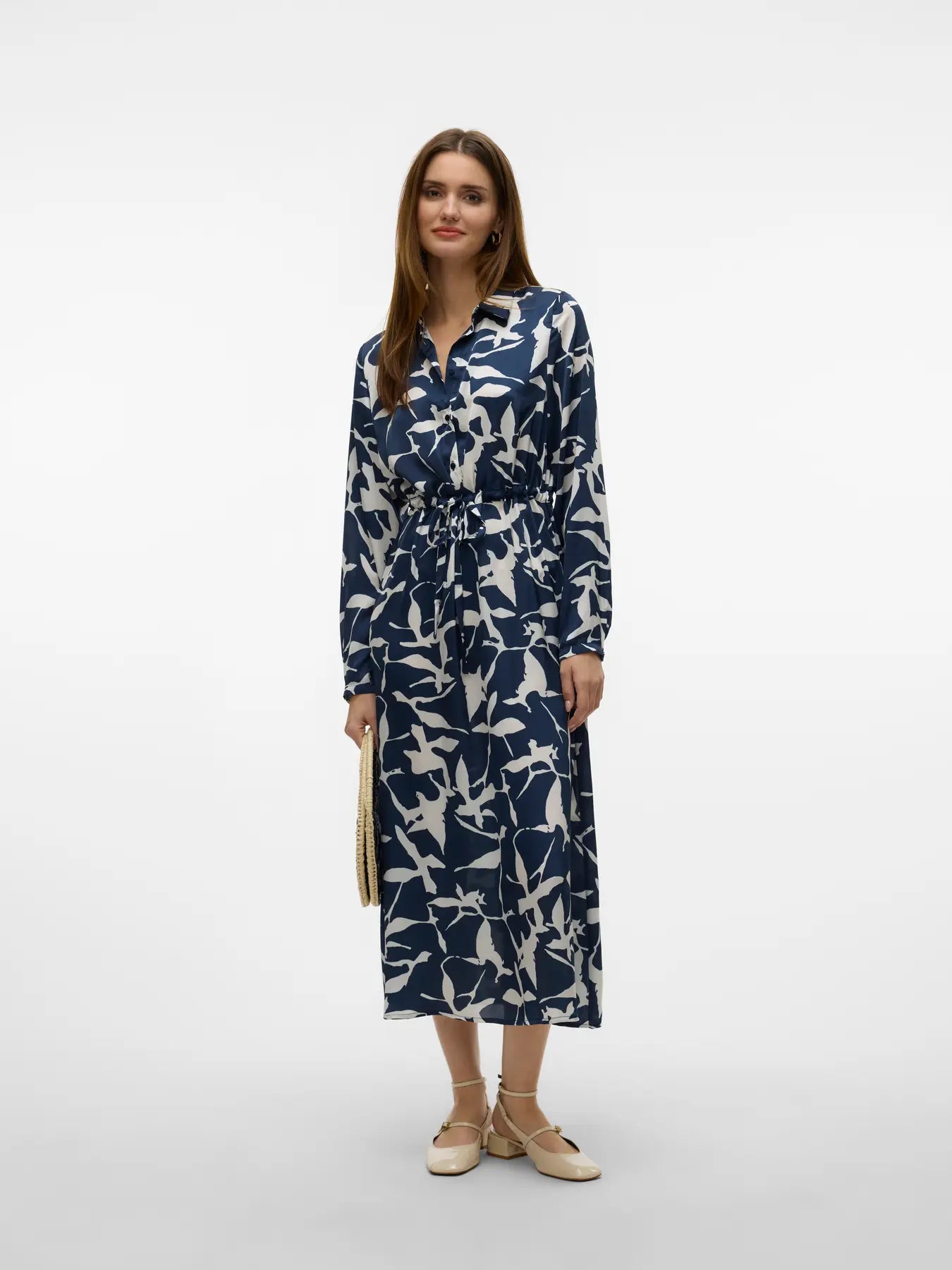 Shirt Dress - Cream & Navy