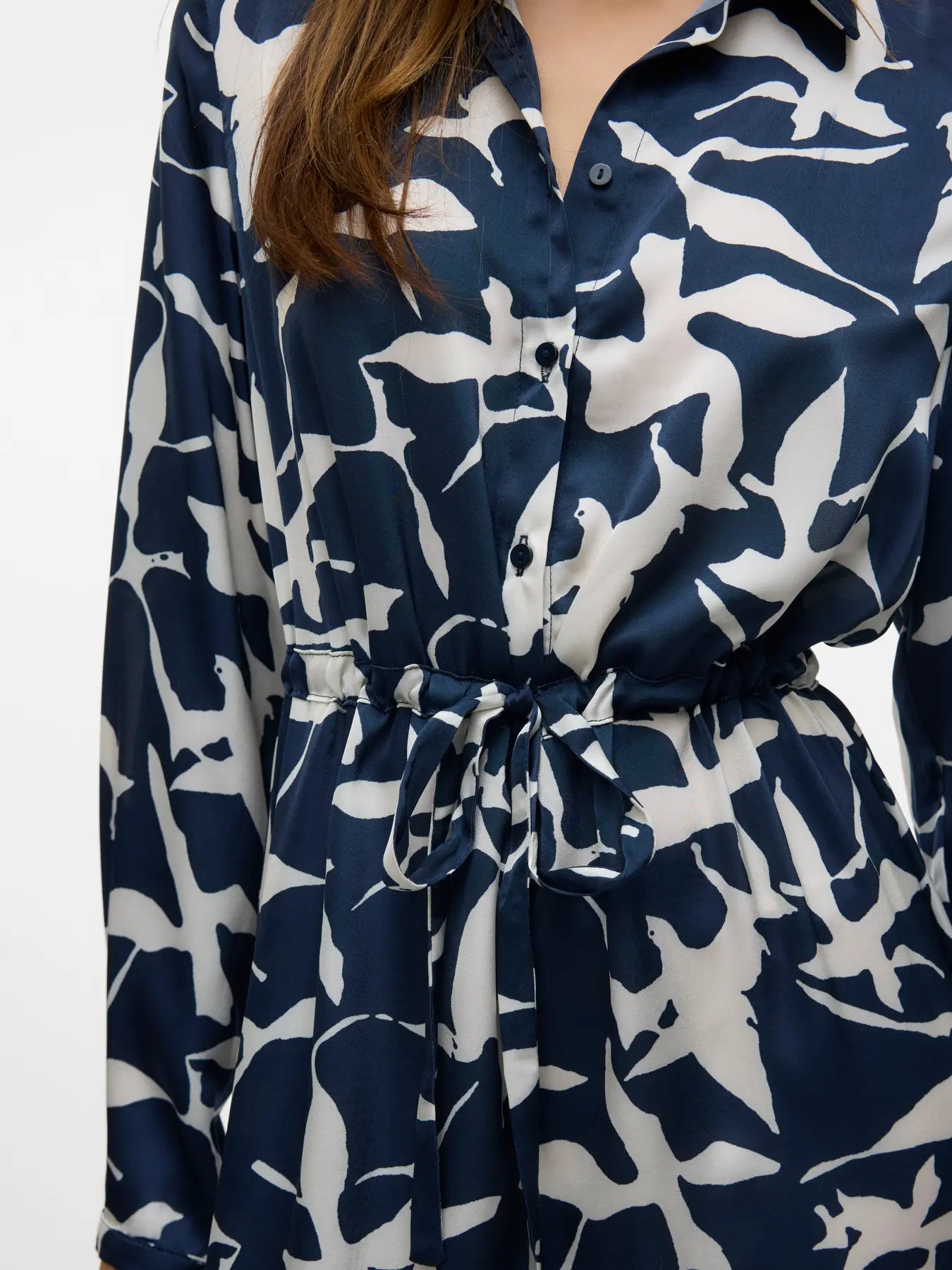 Shirt Dress - Cream & Navy