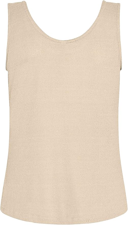 Knitted Scoop Neck Vest Top - Oatmeal or Black