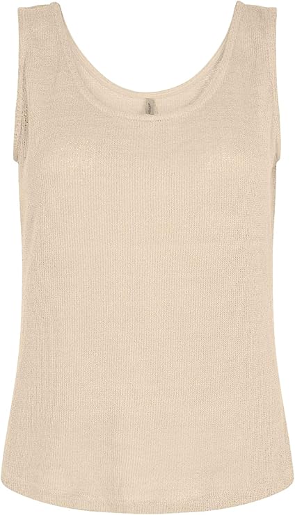 Knitted Scoop Neck Vest Top - Oatmeal or Black