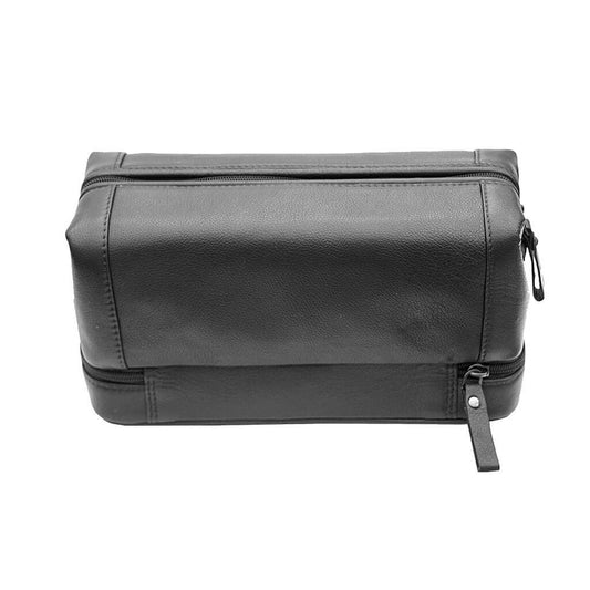 Travel Unisex Leather Washbag/Toiletry Bag - Black or Brown