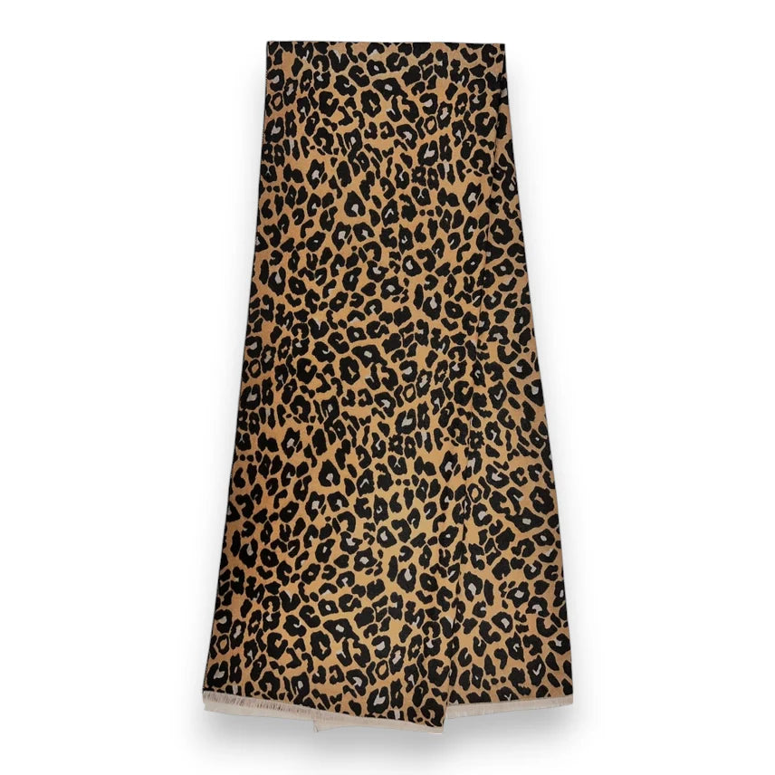 Leopard Print Cashmere Blend Scarf - Brown & Black