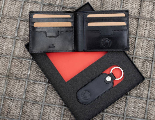 Luxury Travel Gift Set - Wallet & Keyring - Black or Brown