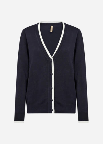 Classic V-Neck Cardigan - Navy & Ivory