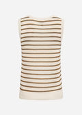 Sleeveless Stripe Lightweight Knitted Top - Oatmeal & Black or Oatmeal & Olive
