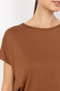 Short Sleeve Toffee Round Neck Top