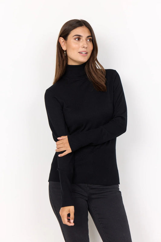Polo Neck Jumper - Black