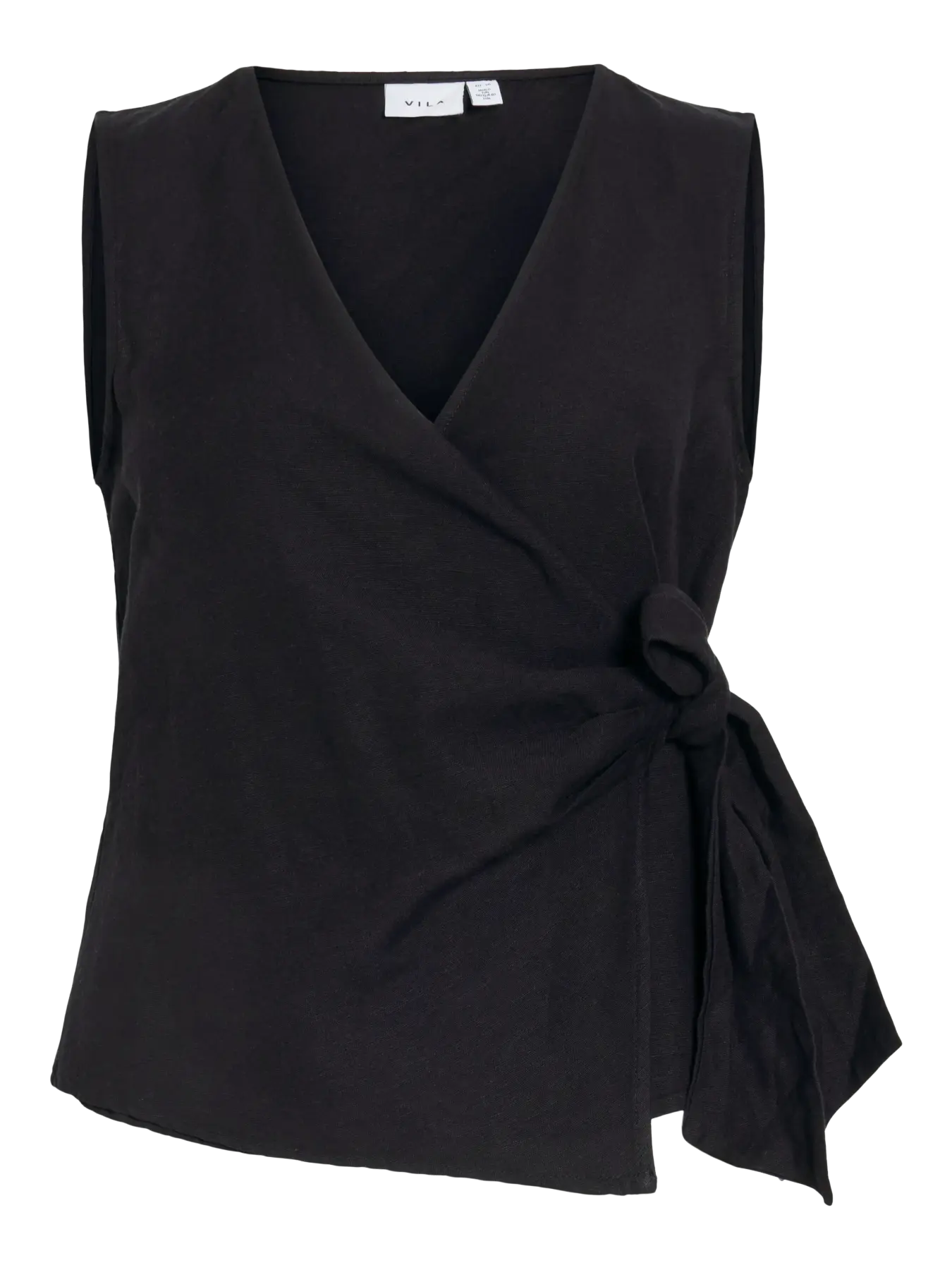 Sleeveless Linen Mix Wrap Over Top - Various Colours