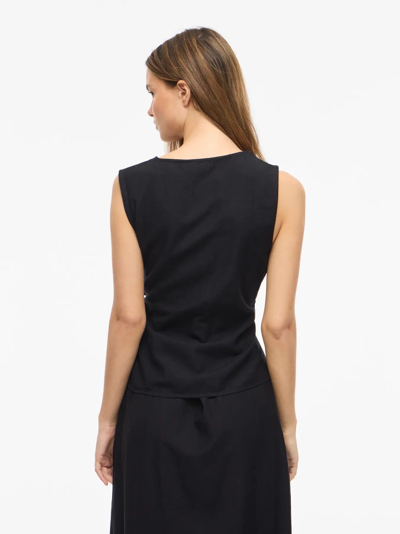 Sleeveless Linen Mix Wrap Over Top - Various Colours