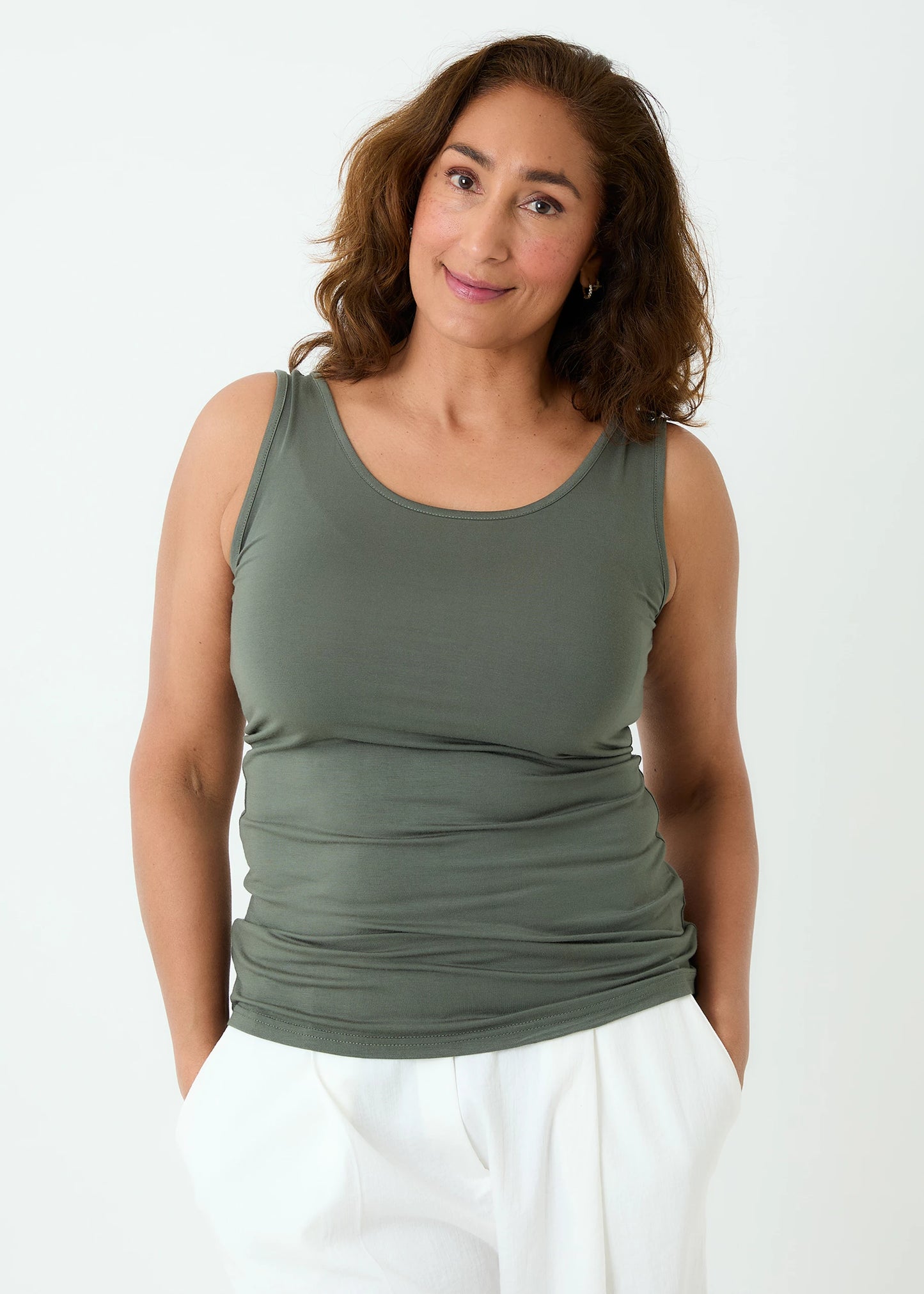 Bamboo Jersey Scoop Neck Vest - Various Colours