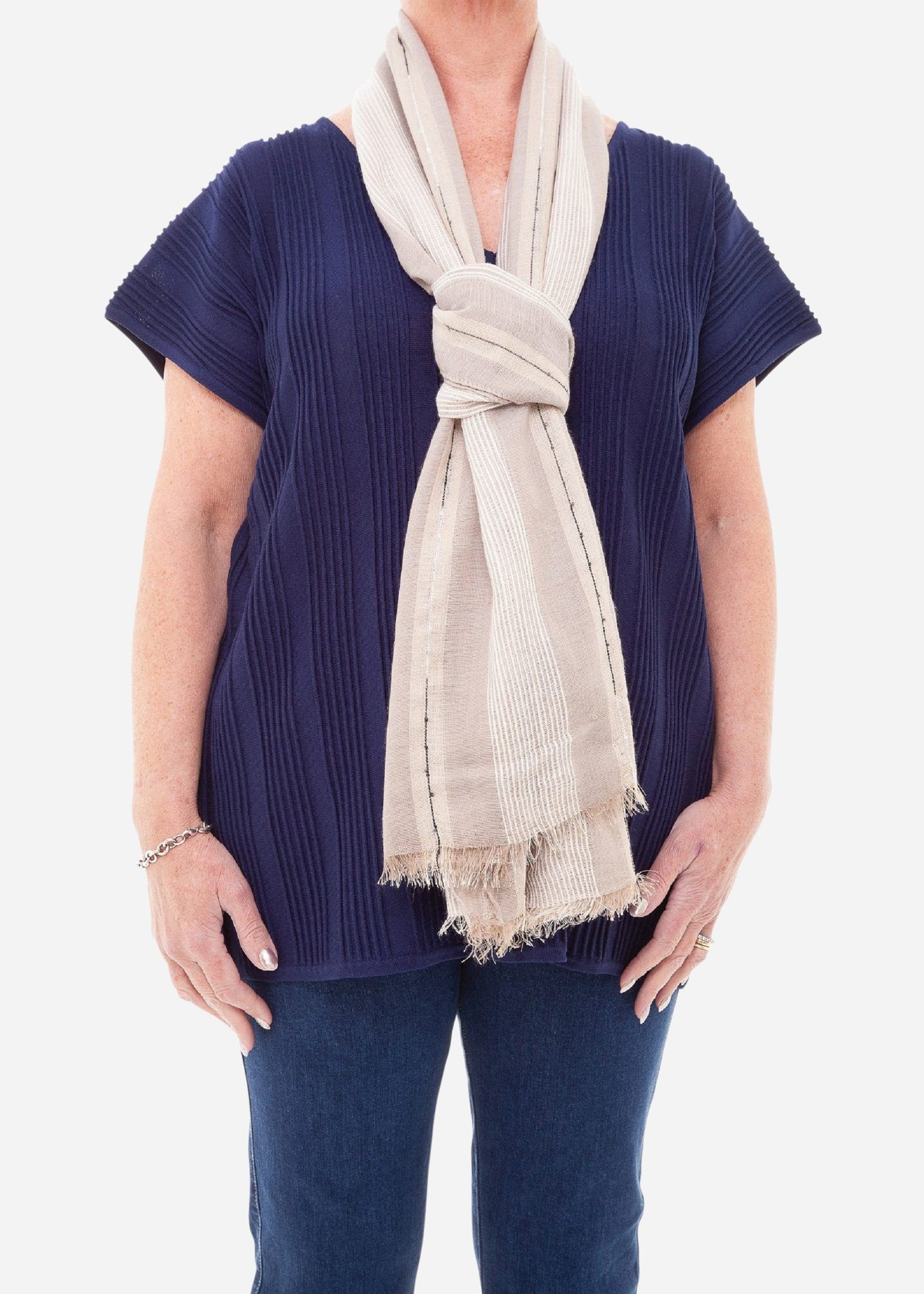 Mixed Stripe Scarf - Stone