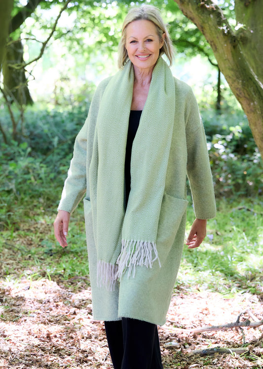 Herringbone Jacquard Scarf - Green or Grey