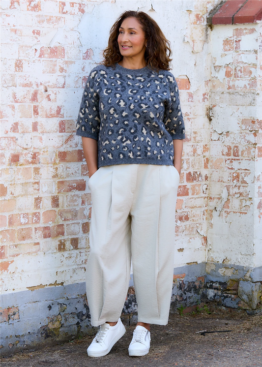 Twill Pleat Front Elastic Waist Trouser - Stone