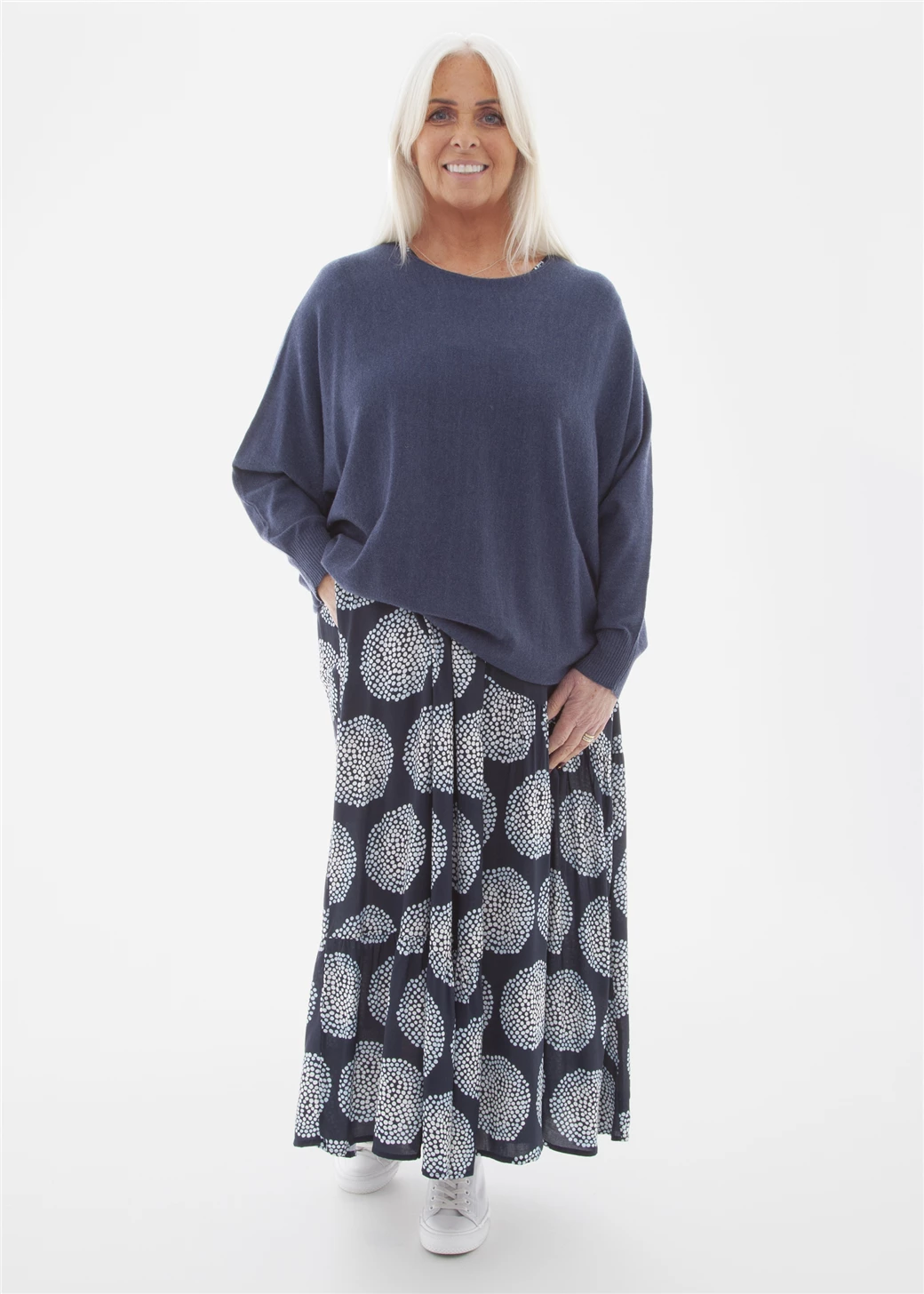 Cashmere Like Batwing Jumper - Denim Blue