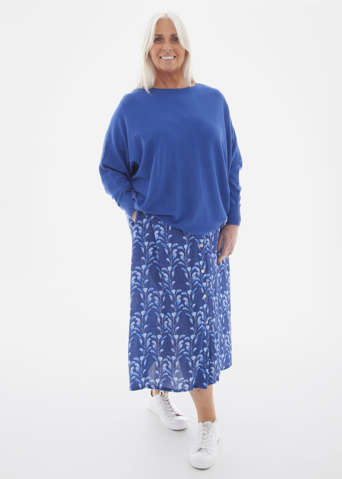 Cashmere Like Batwing Jumper - Royal Blue