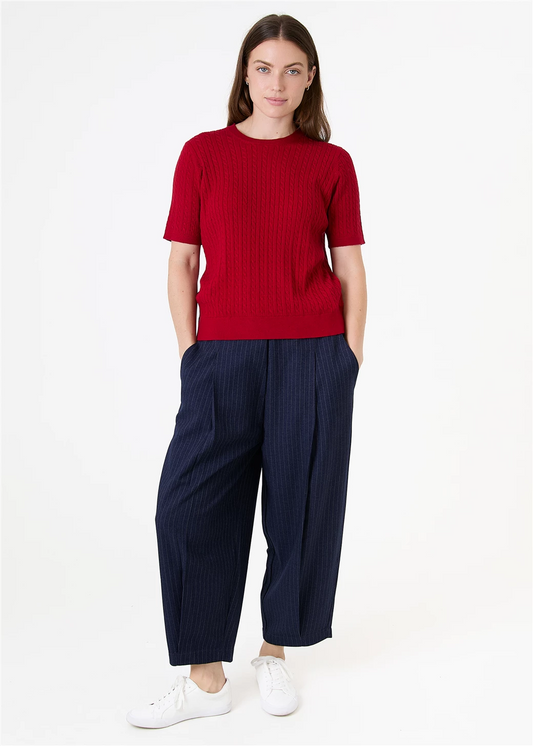 Cable Short Sleeve Jumper - Red