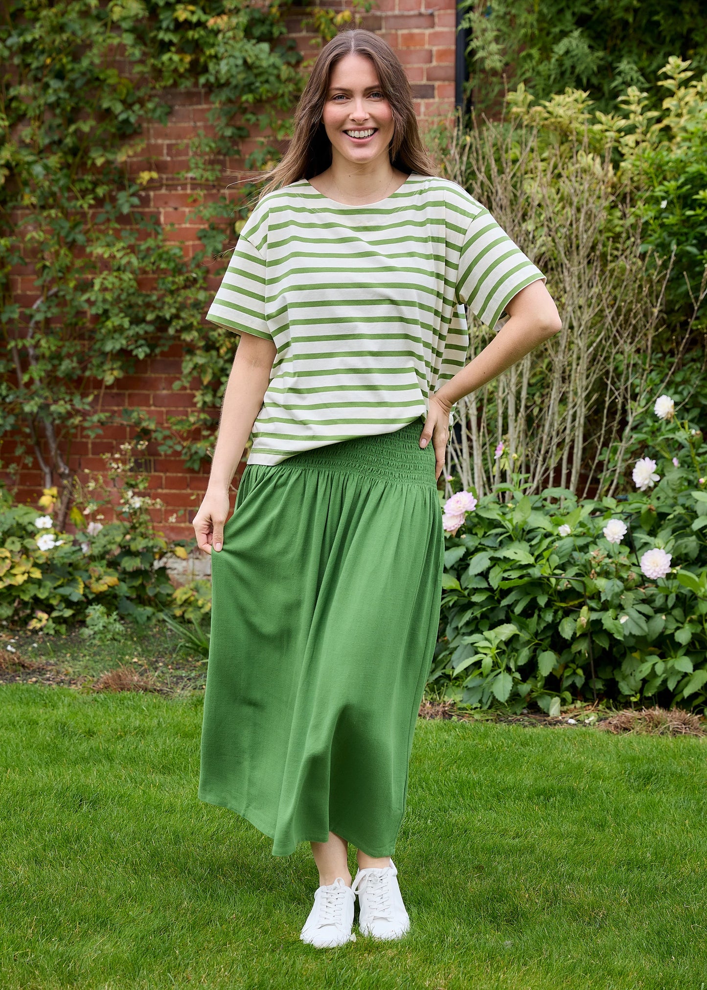 Shirred Waist Linen Mix Maxi Skirt / Sundress - Various Colours