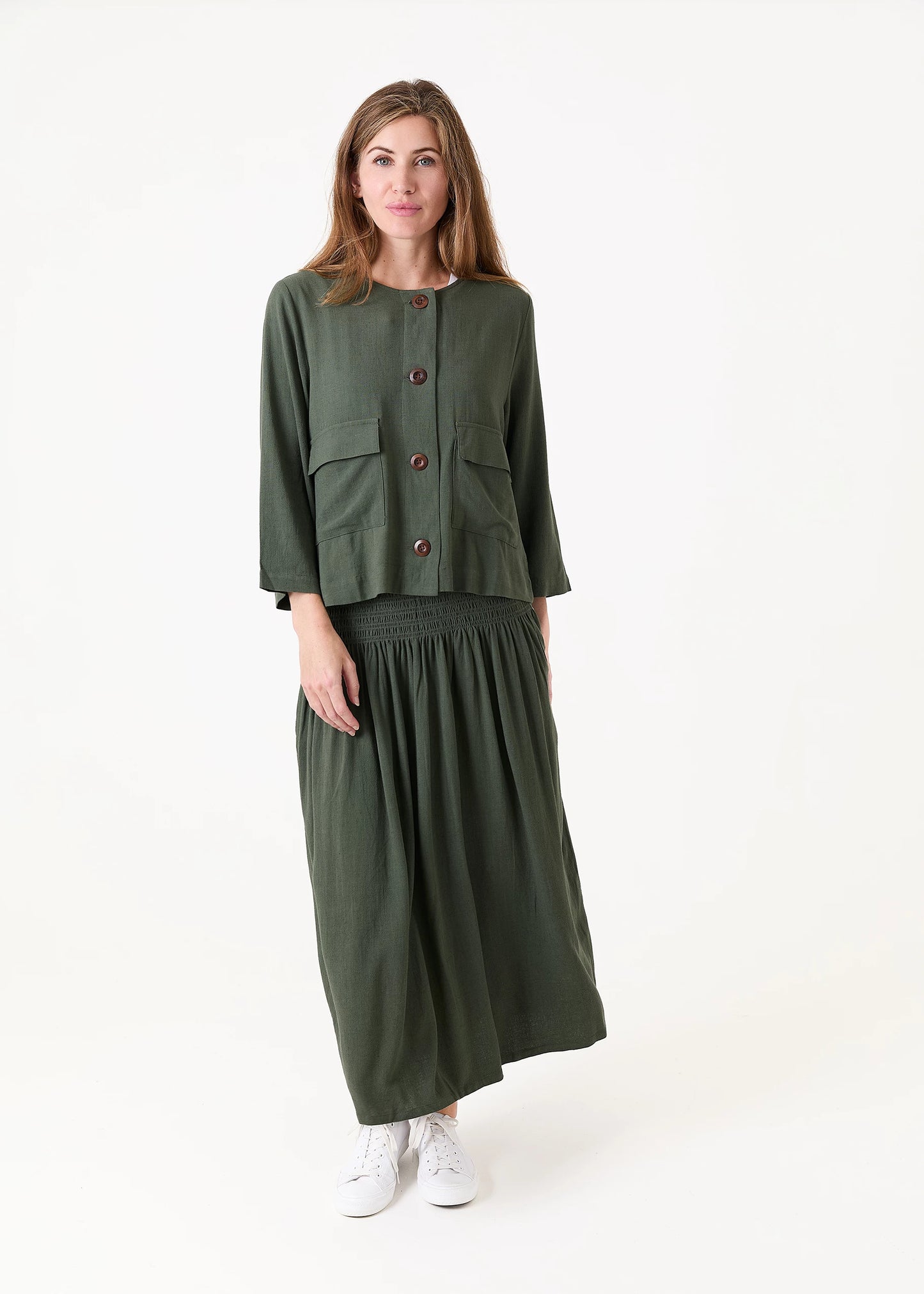 Shirred Waist Linen Mix Maxi Skirt / Sundress - Various Colours