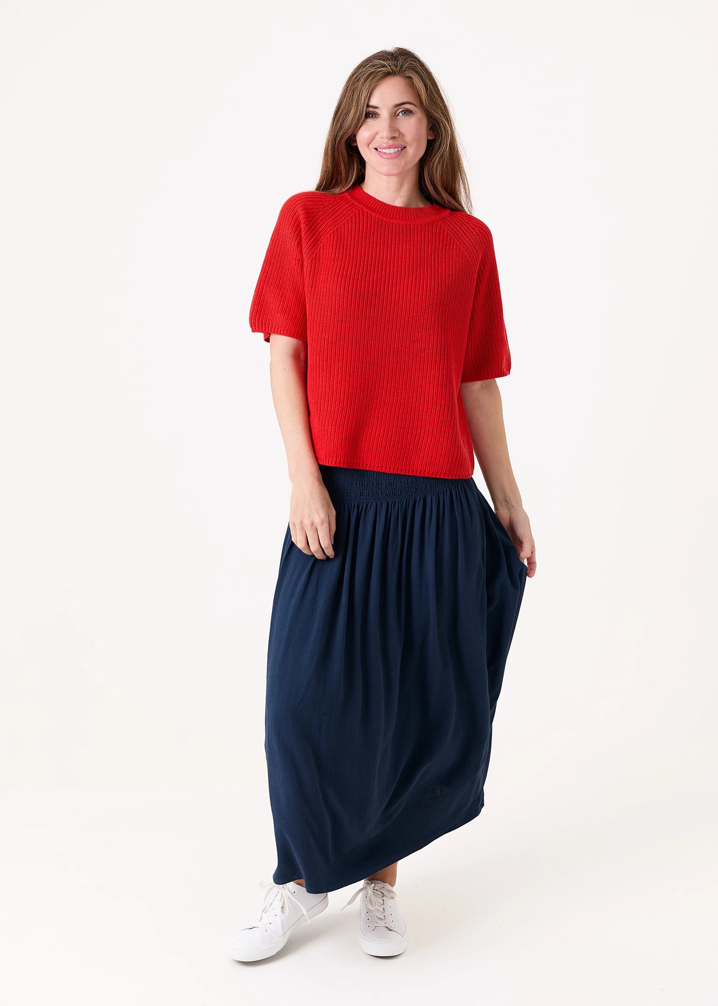 Shirred Waist Linen Mix Maxi Skirt / Sundress - Various Colours