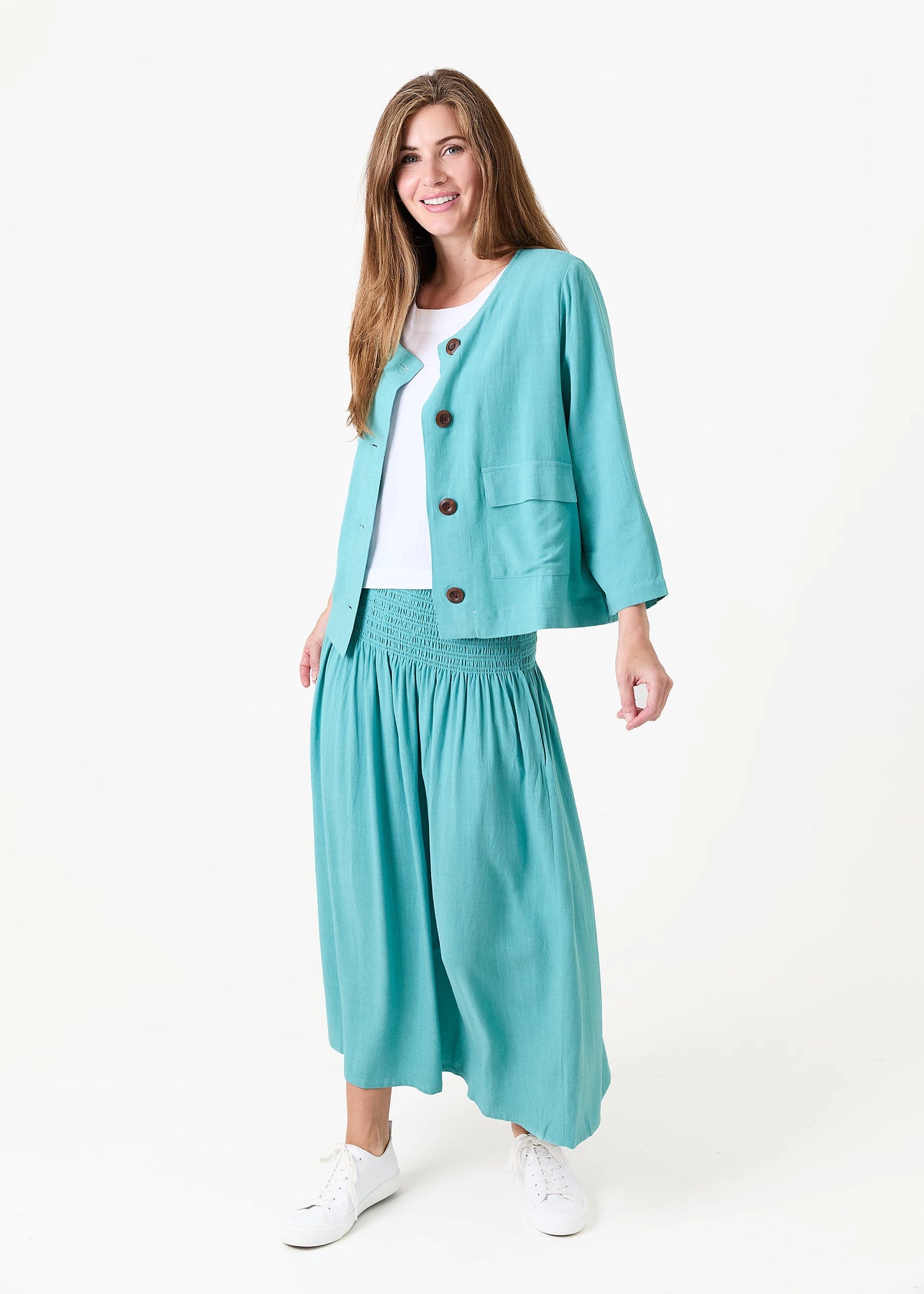 Shirred Waist Linen Mix Maxi Skirt / Sundress - Various Colours