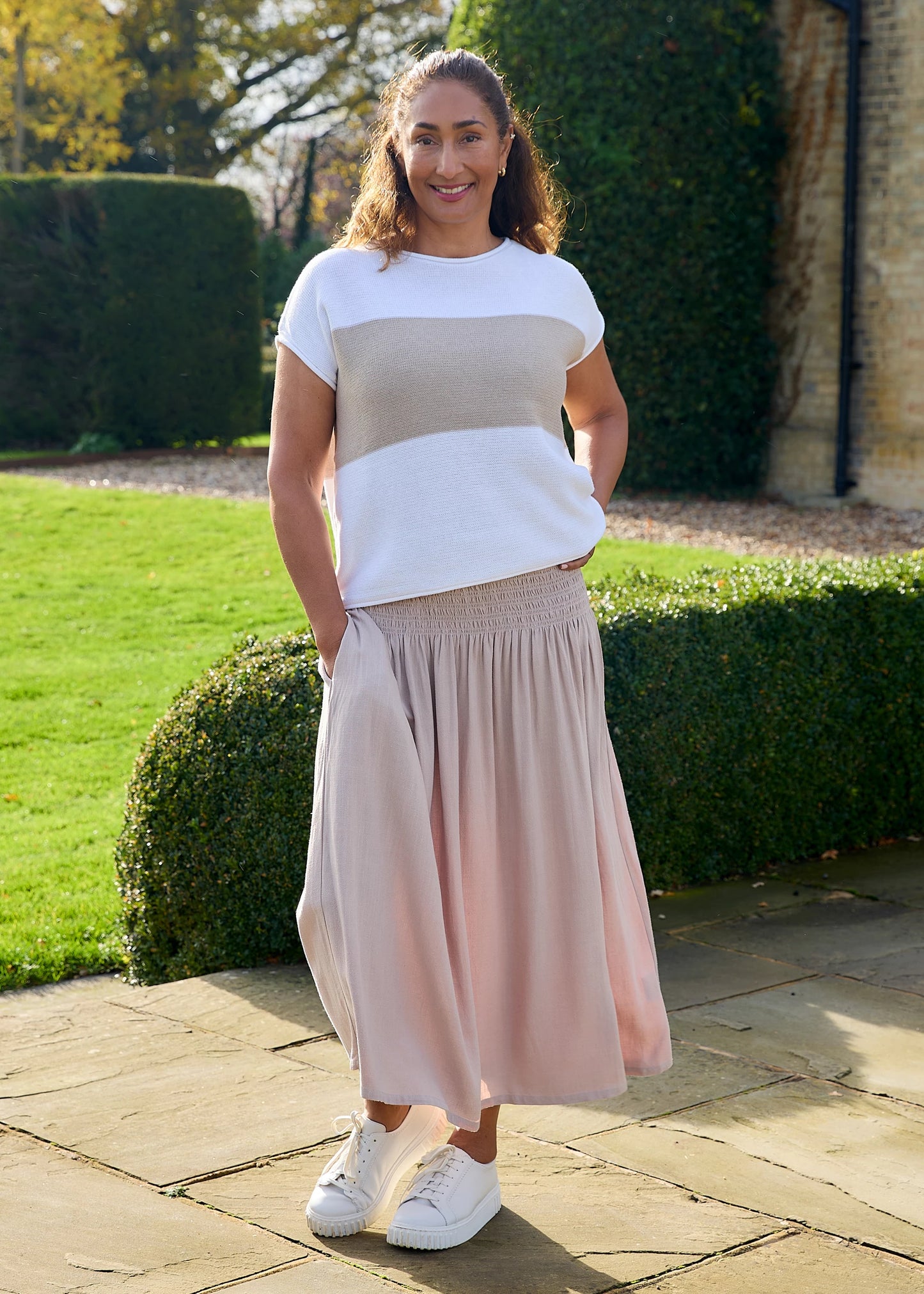 Shirred Waist Linen Mix Maxi Skirt / Sundress - Various Colours