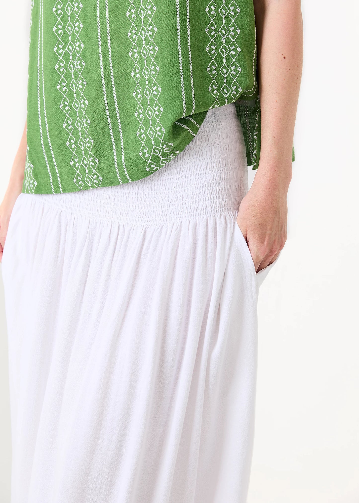 Shirred Waist Linen Mix Maxi Skirt / Sundress - Various Colours
