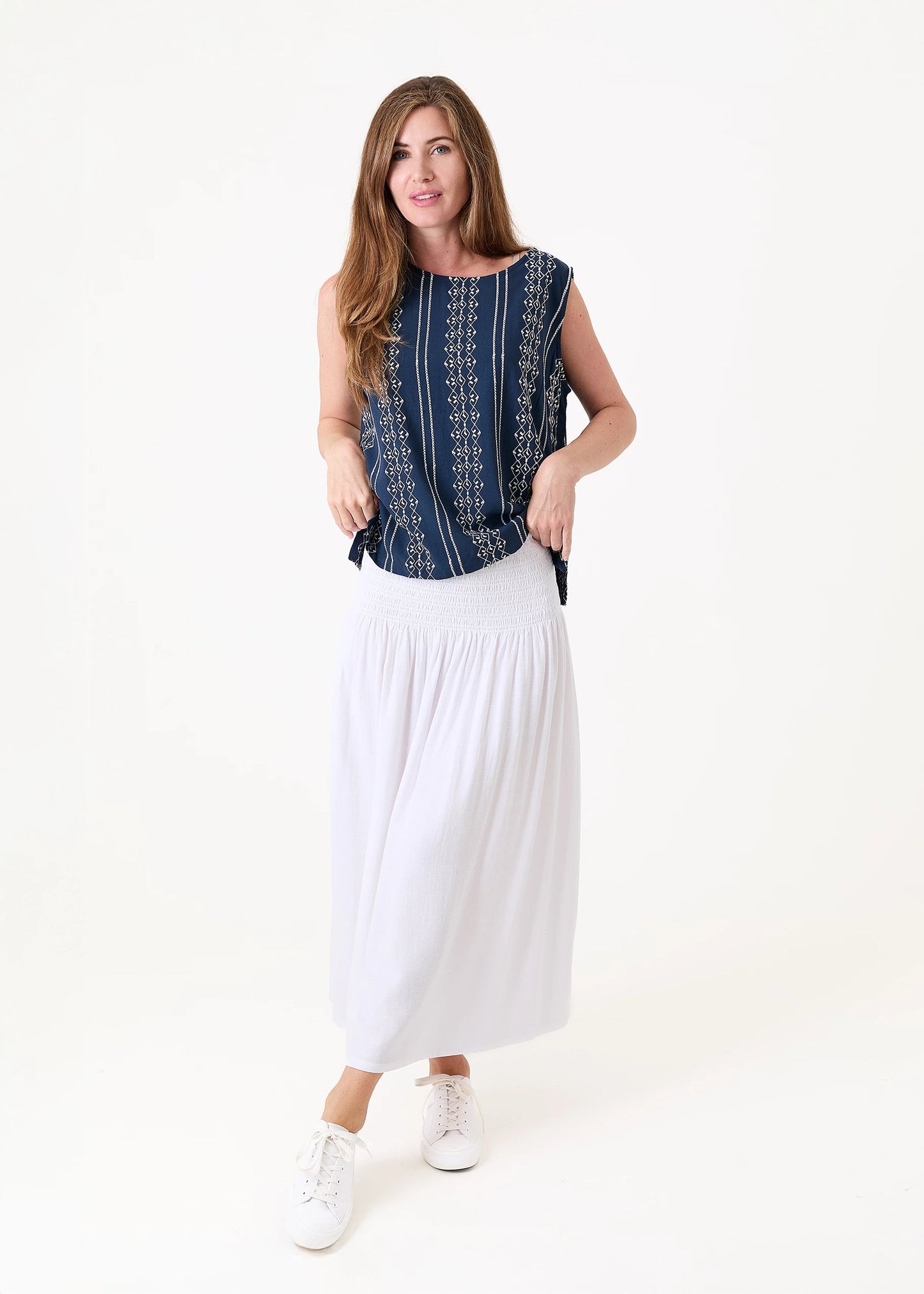Shirred Waist Linen Mix Maxi Skirt / Sundress - Various Colours