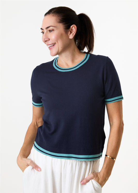 Cashmere Like Crew Neck Tipped Detail Jumper