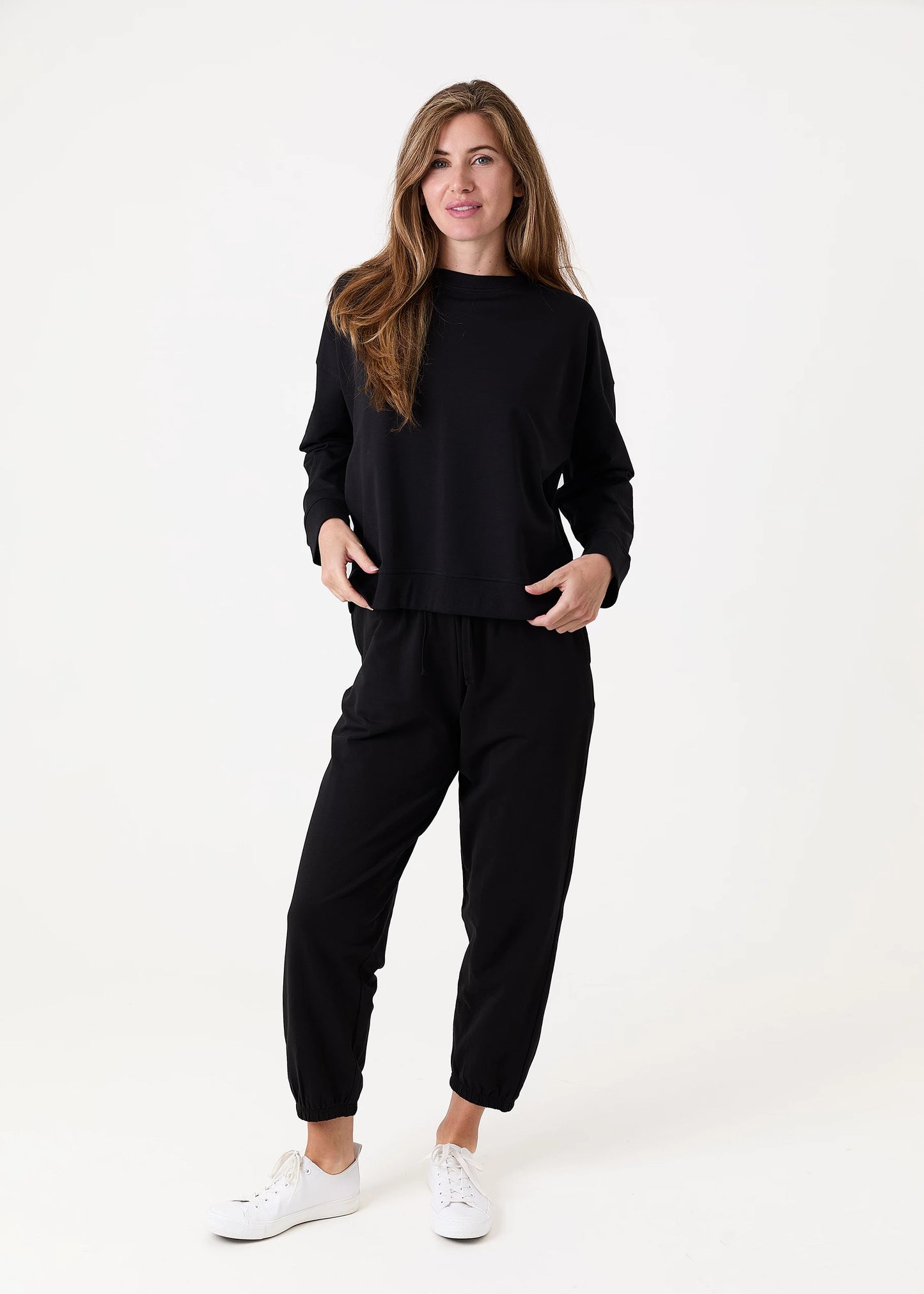 Crew Neck Drop Shoulder Sweatshirt - Blue, Khaki, Black & Navy