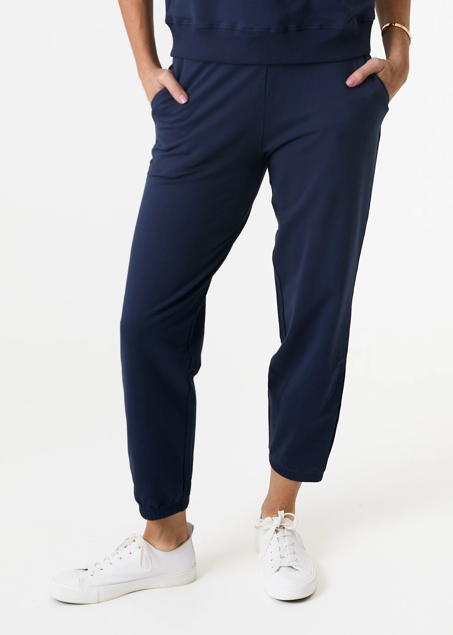 Elasticated Cuff Drawstring Joggers - Blue, Khaki, Black & Navy