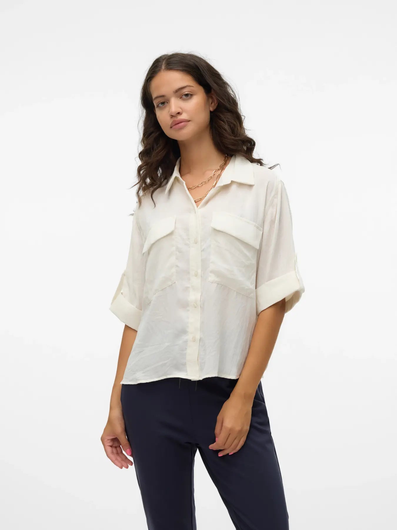 Cream 3/4 Sleeve Shirt