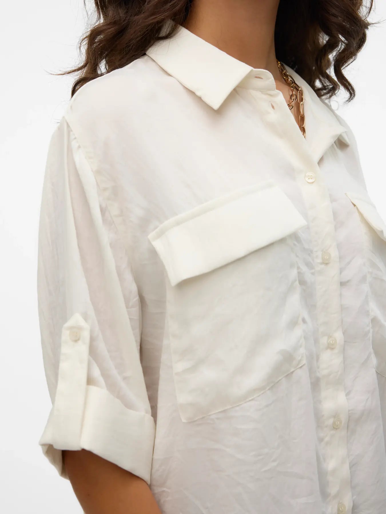 Cream 3/4 Sleeve Shirt