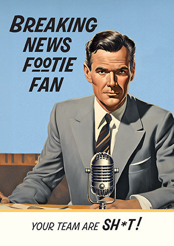 Greeting Card - Footie fan news reporter
