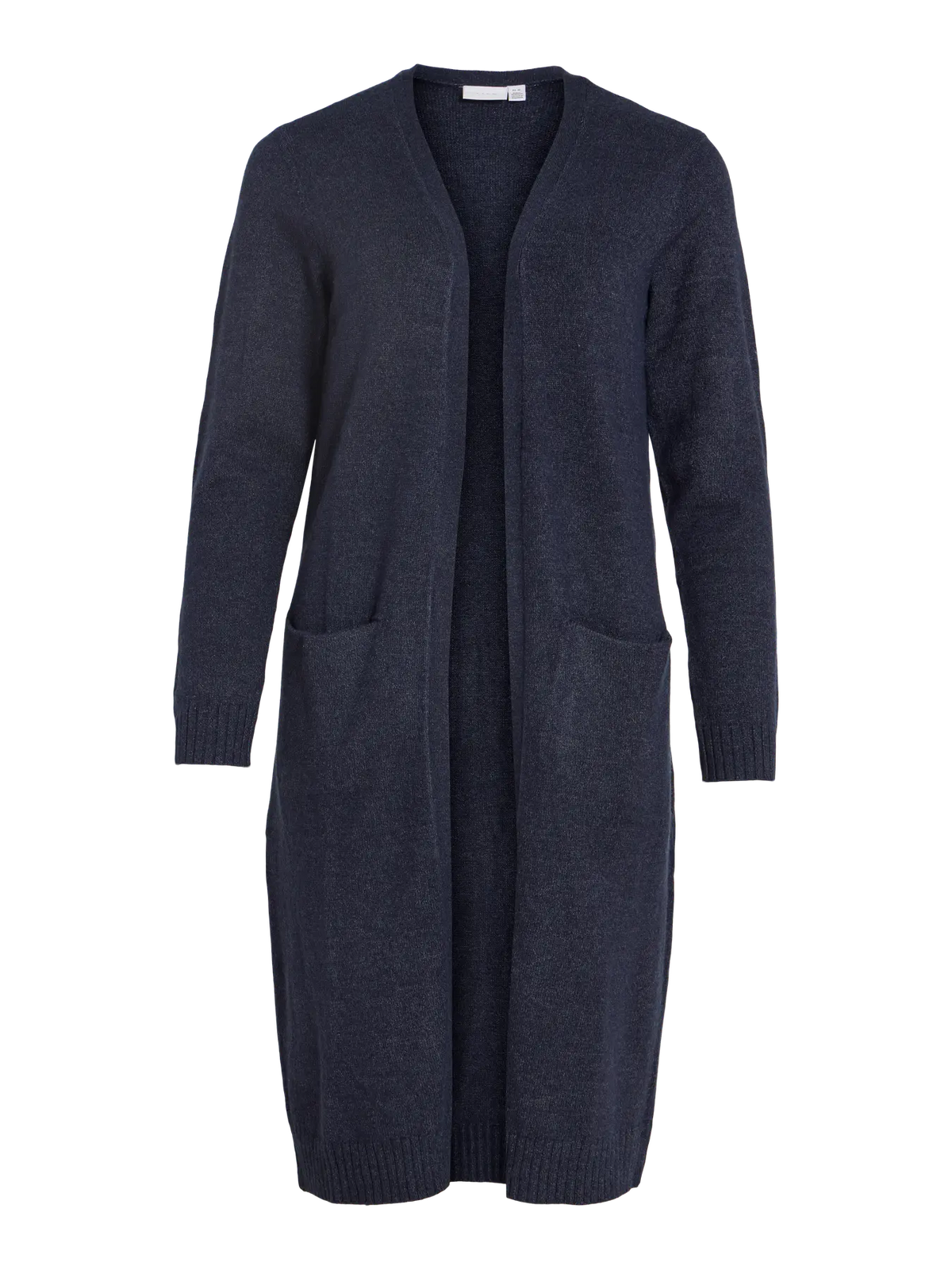 Long Knitted Cardigan - Navy Blue Melange