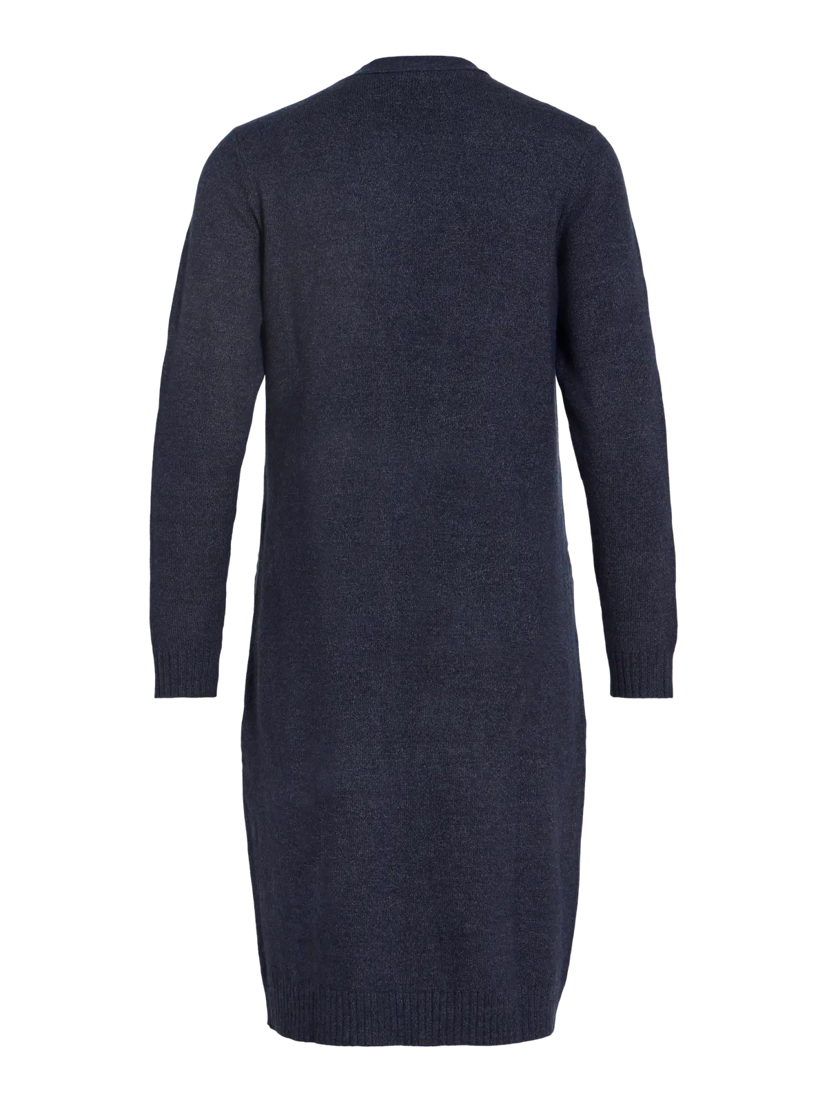 Long Knitted Cardigan - Navy Blue Melange