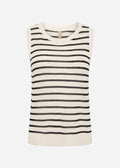 Sleeveless Stripe Lightweight Knitted Top - Oatmeal & Black or Oatmeal & Olive