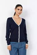 Classic V-Neck Cardigan - Navy & Ivory