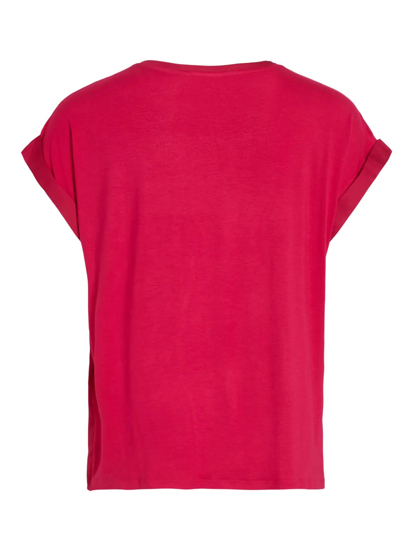 Satin Short Sleeve Top - Cerise