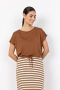 Short Sleeve Toffee Round Neck Top