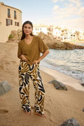 Wide Leg Trouser - Oatmeal, Olive Green & Black