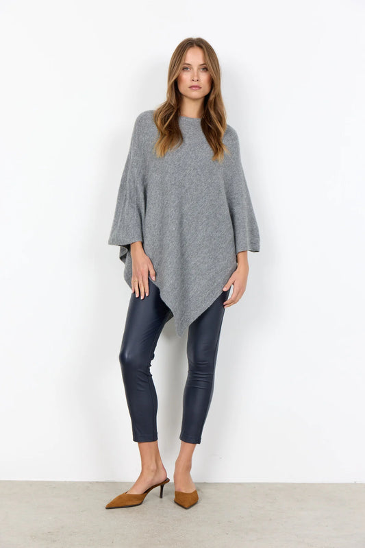 Grey Round Neck Ponchco