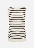 Sleeveless Stripe Lightweight Knitted Top - Oatmeal & Black or Oatmeal & Olive