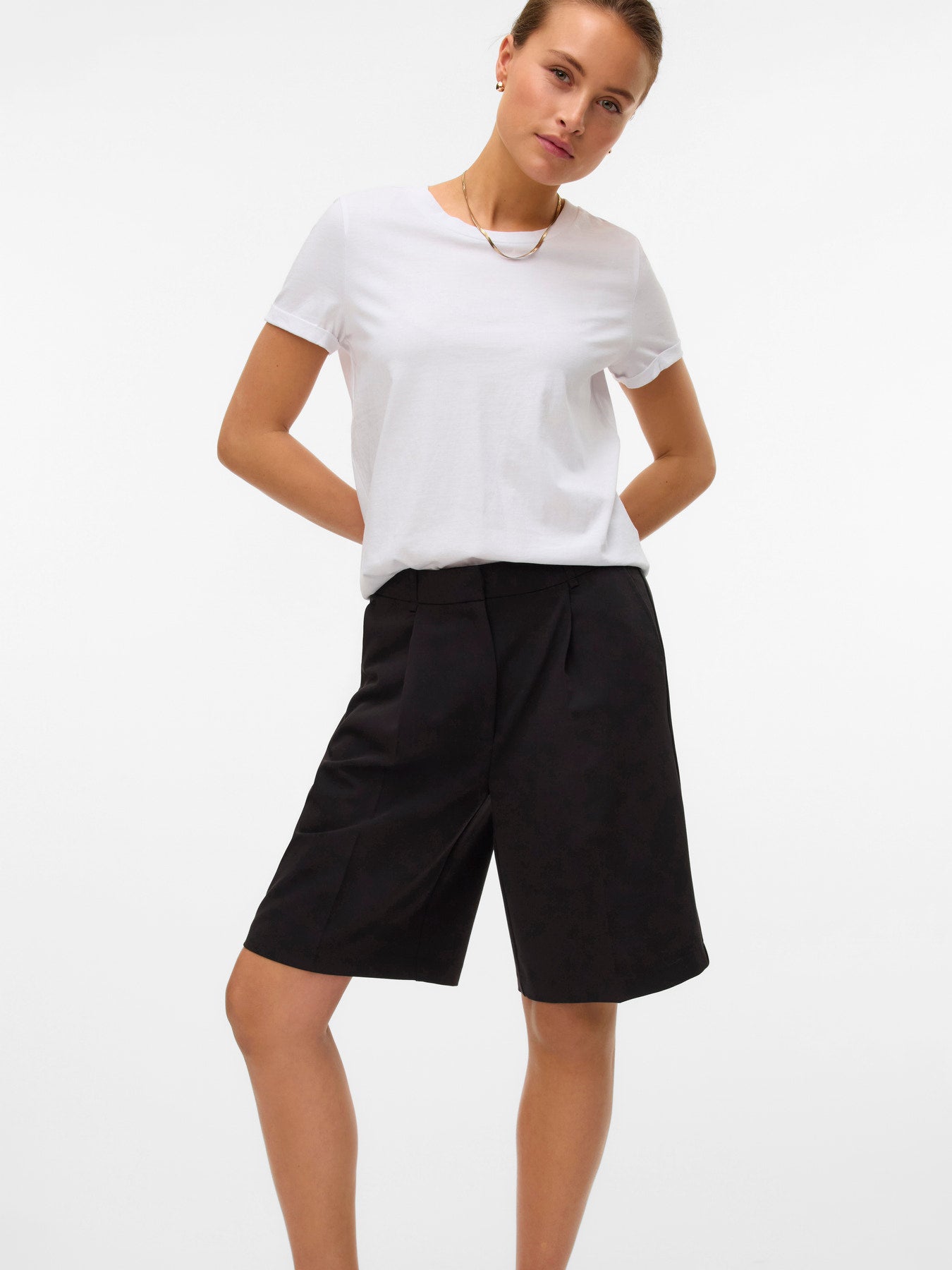 Tailored Knee Shorts - White or Black
