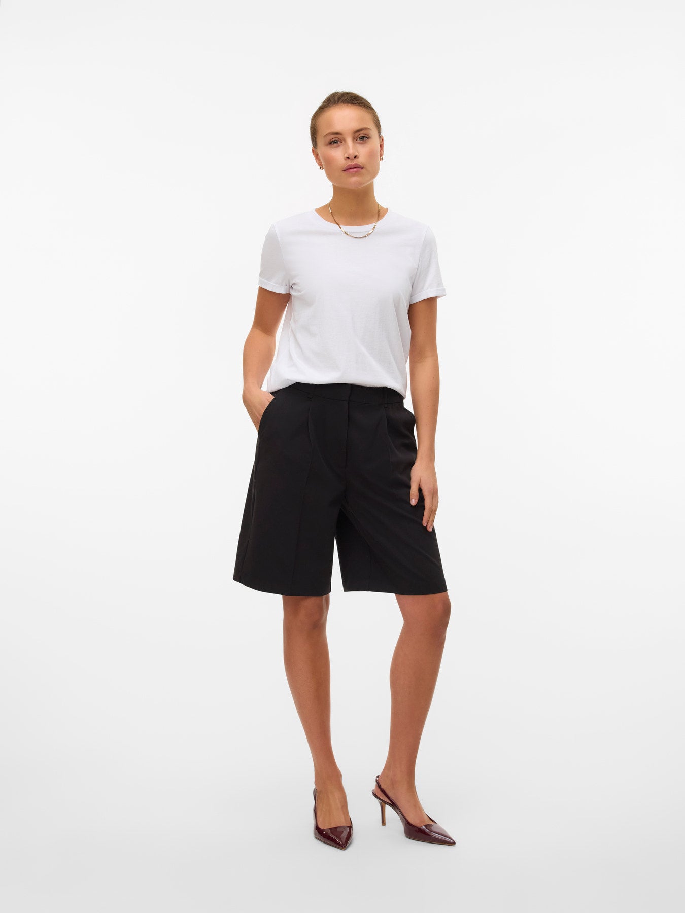 Tailored Knee Shorts - White or Black