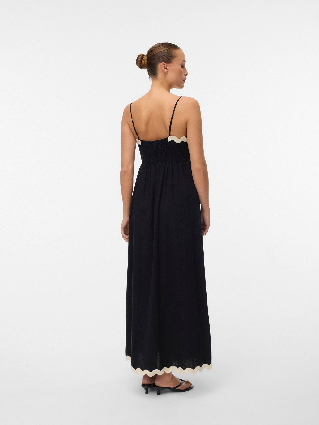 Organic Cotton Scallop Trim Dress - Black or Ivory