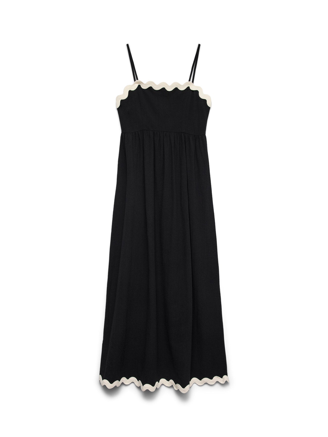 Organic Cotton Scallop Trim Dress - Black or Ivory
