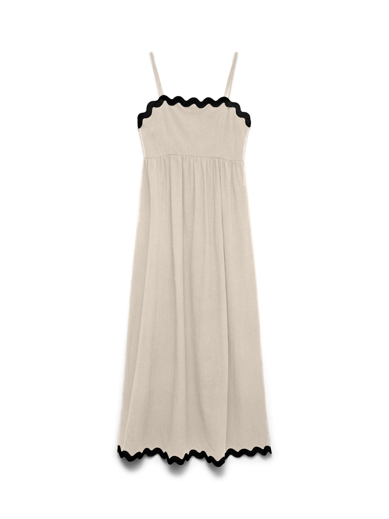 Organic Cotton Scallop Trim Dress - Black or Ivory