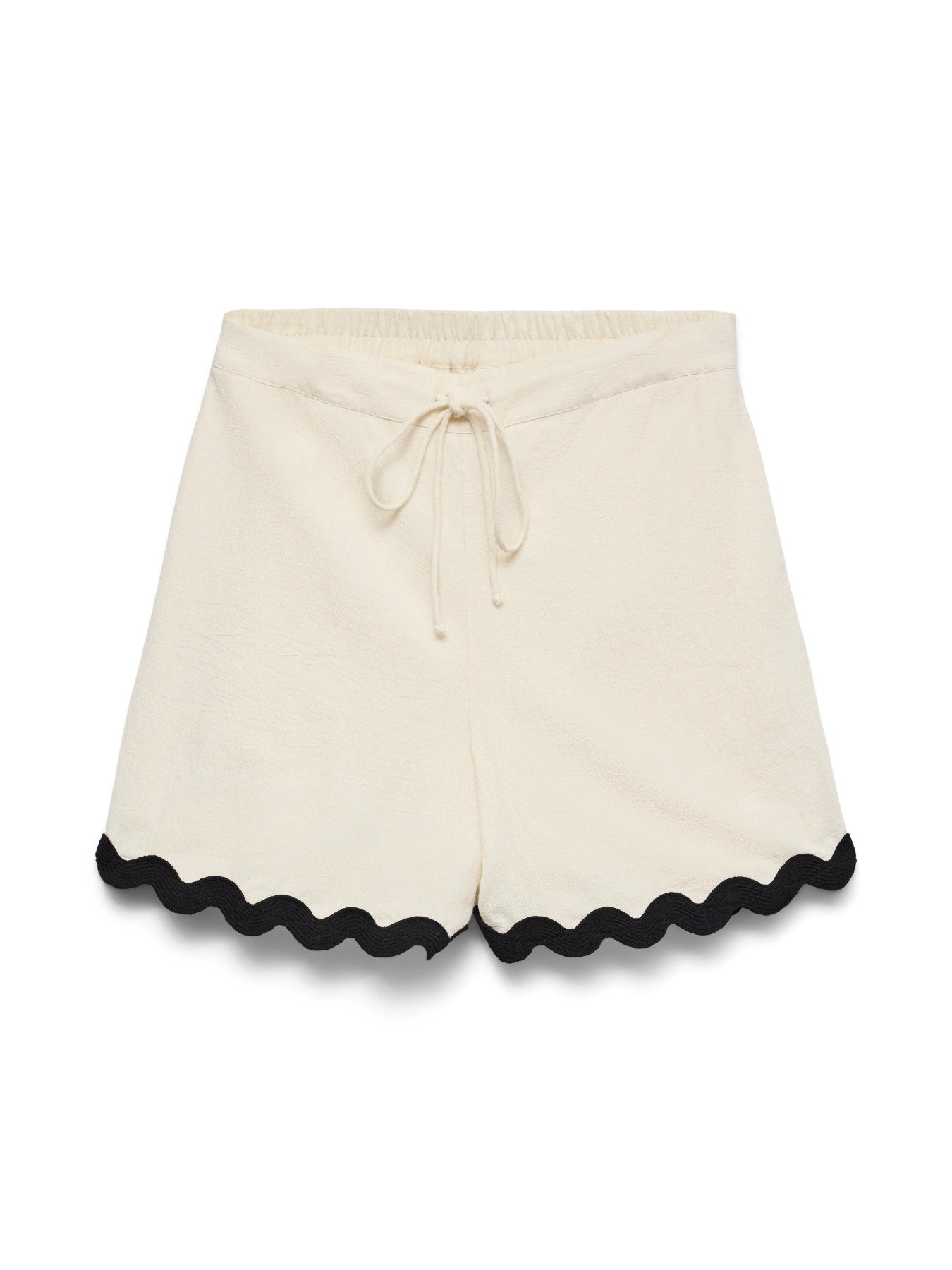 Organic Cotton Scallop Trim Shorts - Black or Ivory