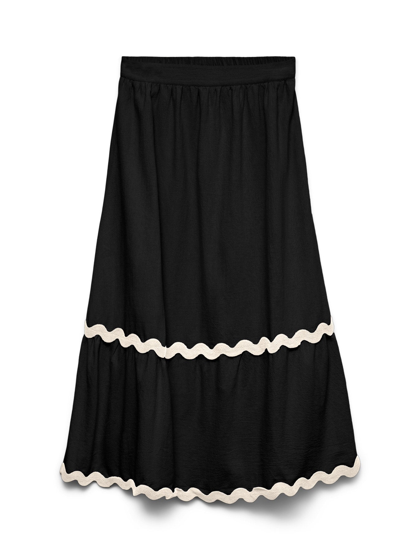 Organic Cotton Scallop Trim Ankle Skirt - Black or Ivory