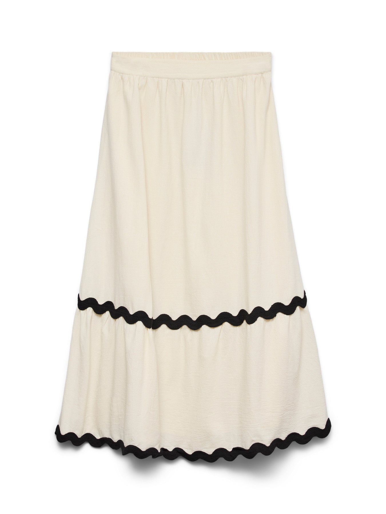Organic Cotton Scallop Trim Ankle Skirt - Black or Ivory